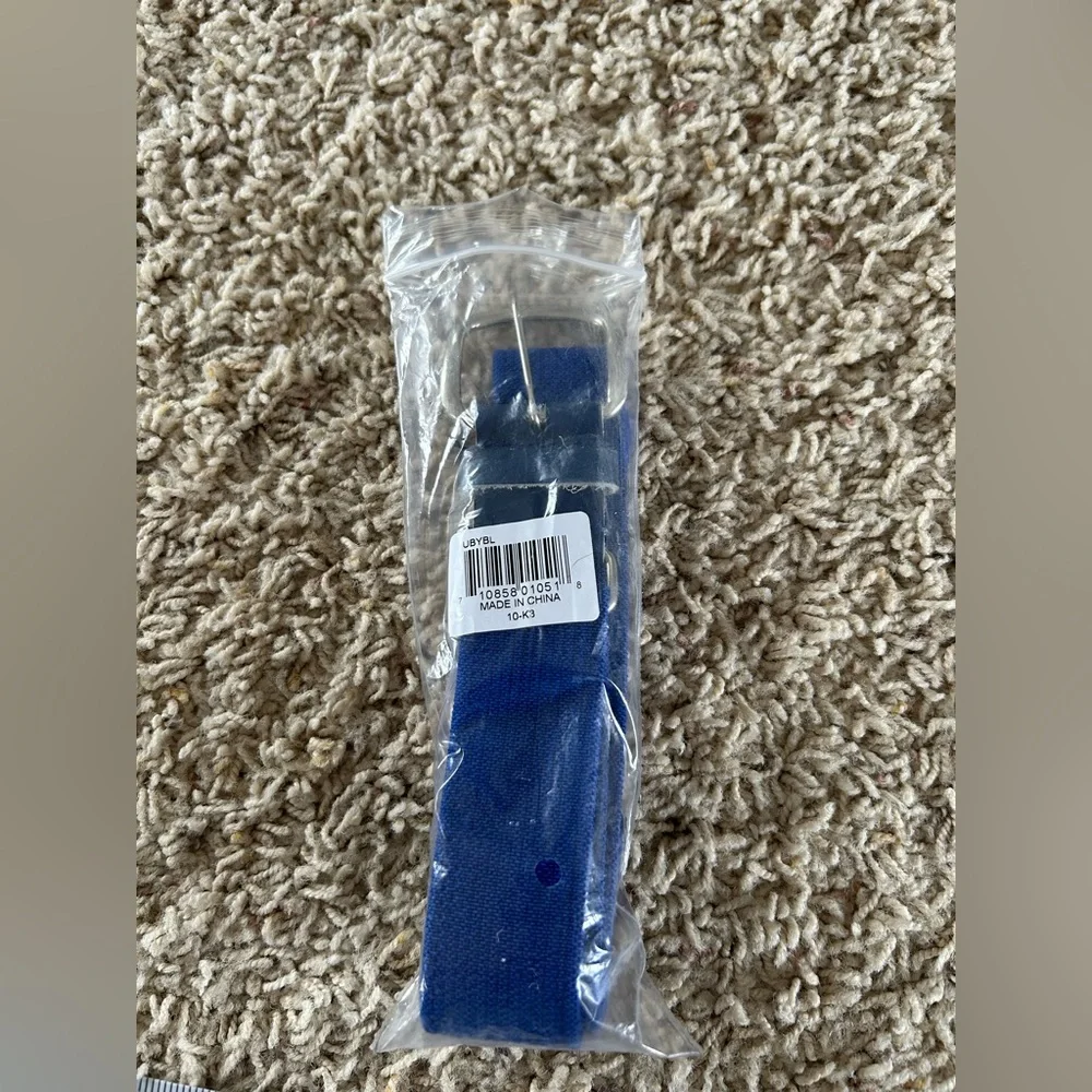 Youth Adjustable Elastic Blue Baseball Belt with Silver Buckle
